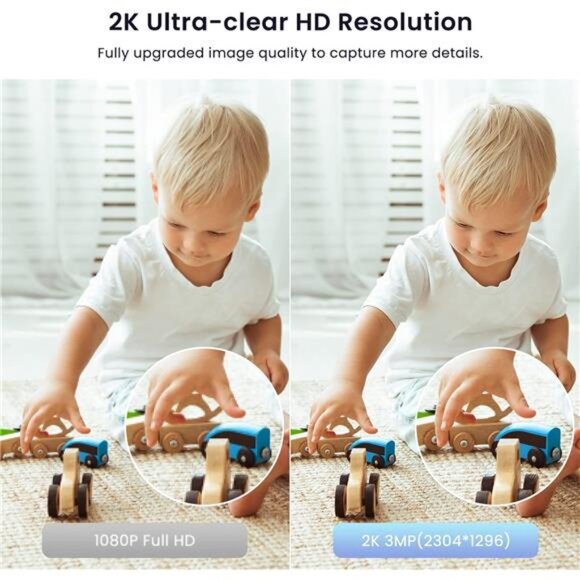 WiFi Camera 2K, Indoor Home Security Cameras for Baby/Elder/Dog/Pet Camera - Picture 3 of 8
